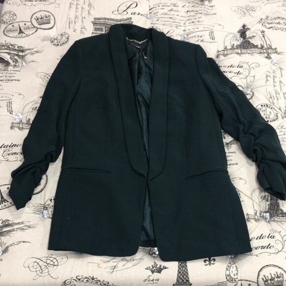 DKNY Ruched-Sleeve Open-Front Blazer - Picture 2 of 7